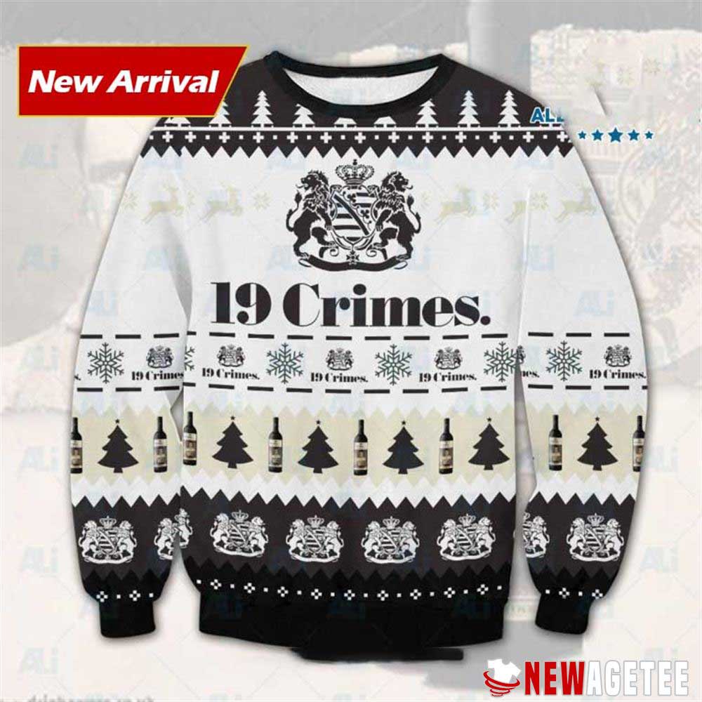 19 Crimes Red Wine Ugly Christmas Sweater