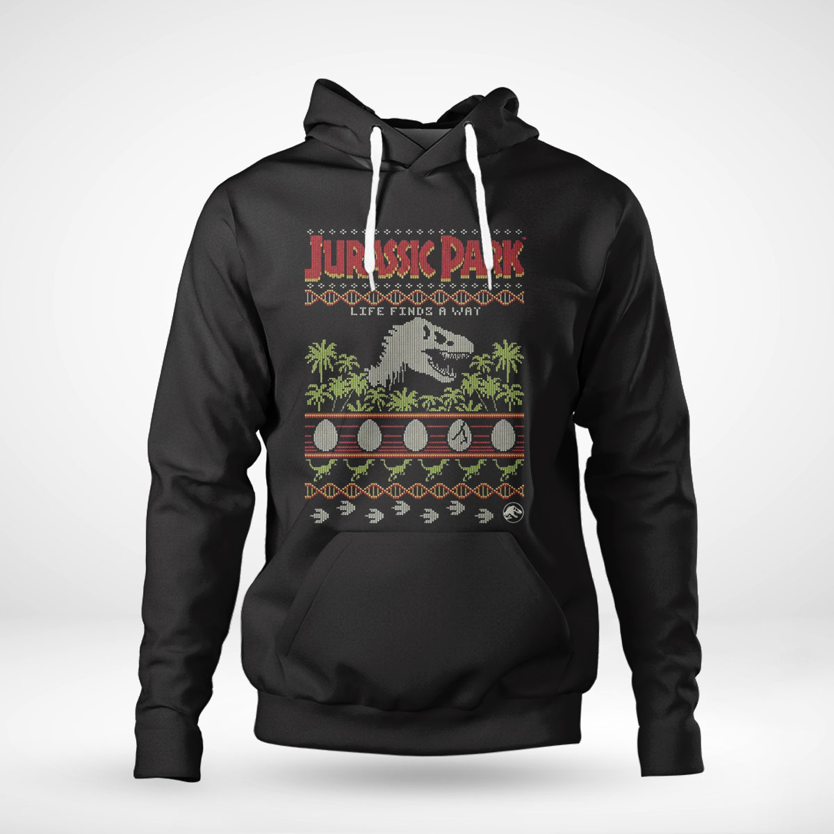 Jurassic Park Ugly Christmas Life Finds A Way T-shirt