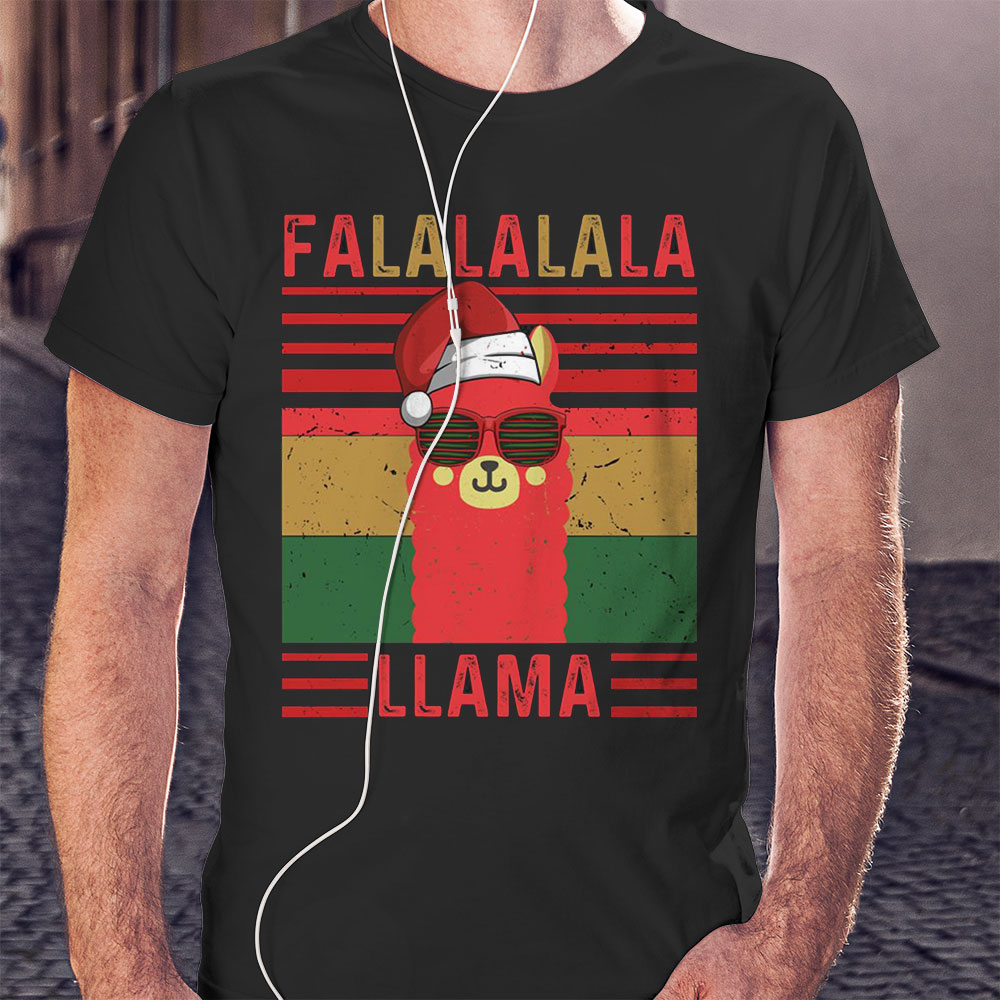 Adorable Funny Fa La La La La Llama Christmas Vintage Llama Xmas Animal Pun Hoodie Shirt