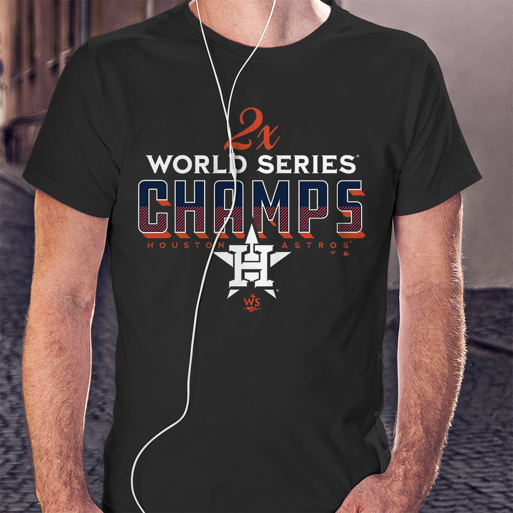 Houston Astros Two-time World Series Champions Trophy Case Addition T-shirt