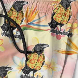 Beach Hawaiian Shorts Crow wearing a Hawaiian shirt beaach shorts