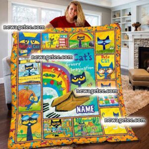 Custom Pete The Cat Sherpa Fleece Blanket For Baby