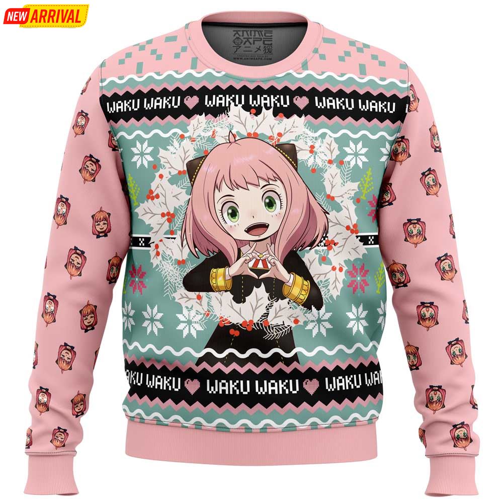 Anya Forger Waku Waku Spy X Family Ugly Christmas Sweater