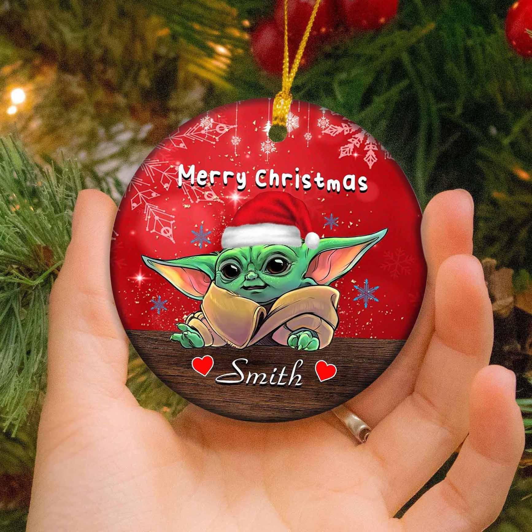 Baby Yoda Mandalorian 2022 Personalized Christmas Ornament Holiday Gift