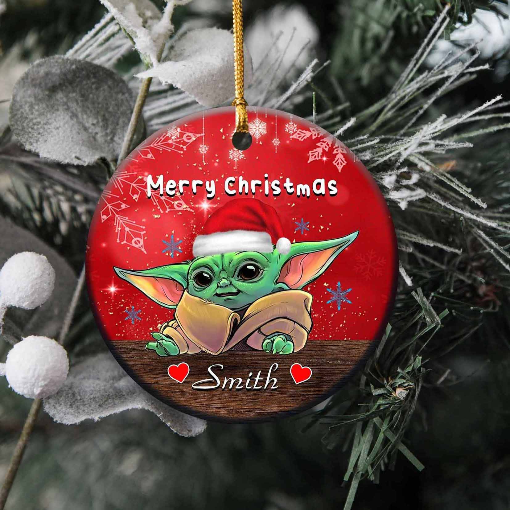 Baby Yoda Mandalorian 2022 Personalized Christmas Ornament Holiday Gift