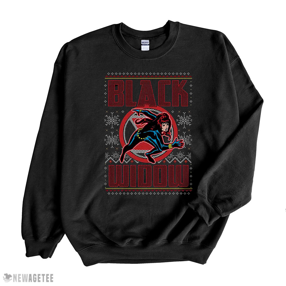 Marvel Black Widow Snowy Hero Ugly Christmas Girls Slouchy Sweatshirt