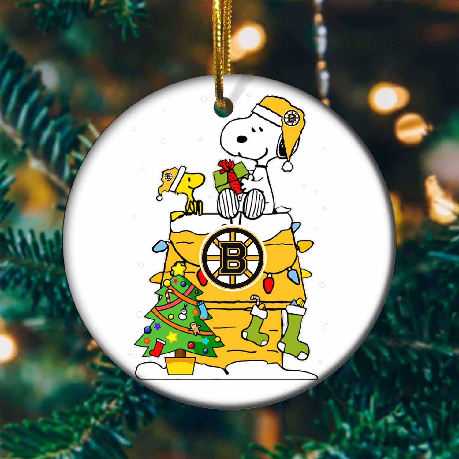 Boston Bruins Snoopy 2022 Christmas Ornament