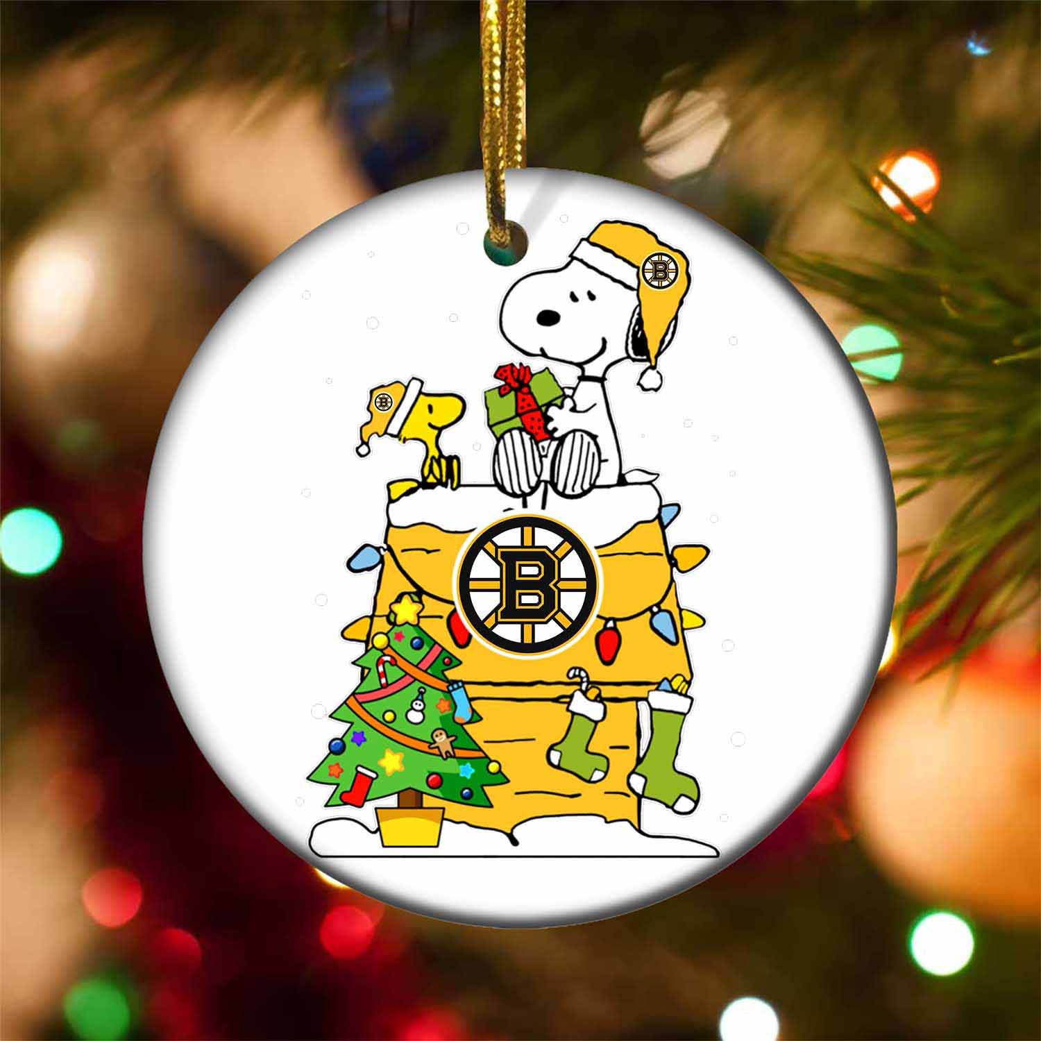 Boston Bruins Snoopy 2022 Christmas Ornament