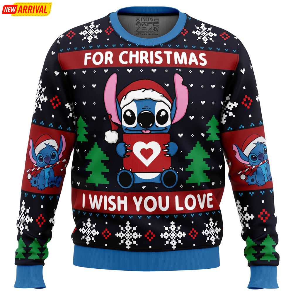 For Christmas I Wish You Love Stitch Ugly Christmas Sweater