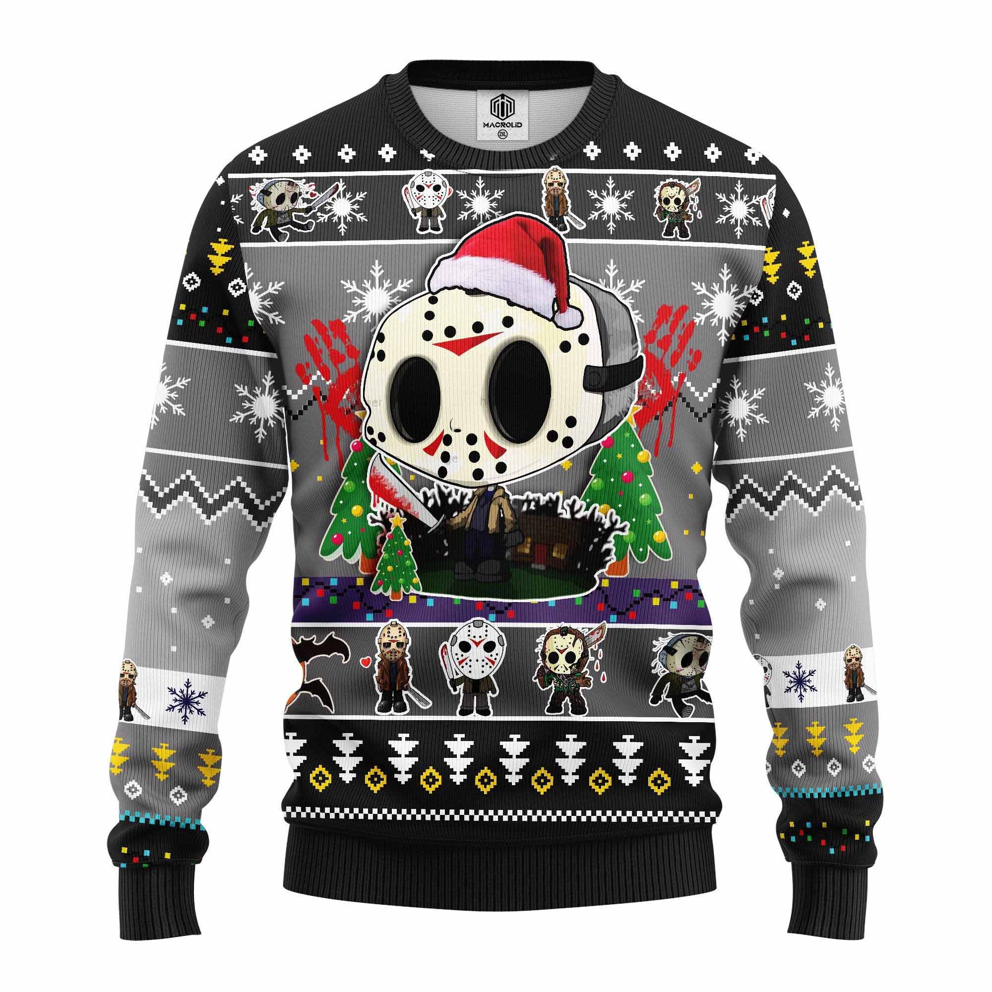 Cute Jason Horror Character Halloween Ugly Christmas Sweater