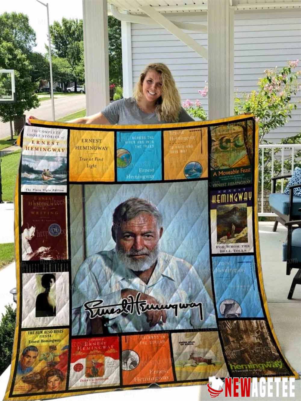 Ernest Hemingway Fleece Throw Blanket