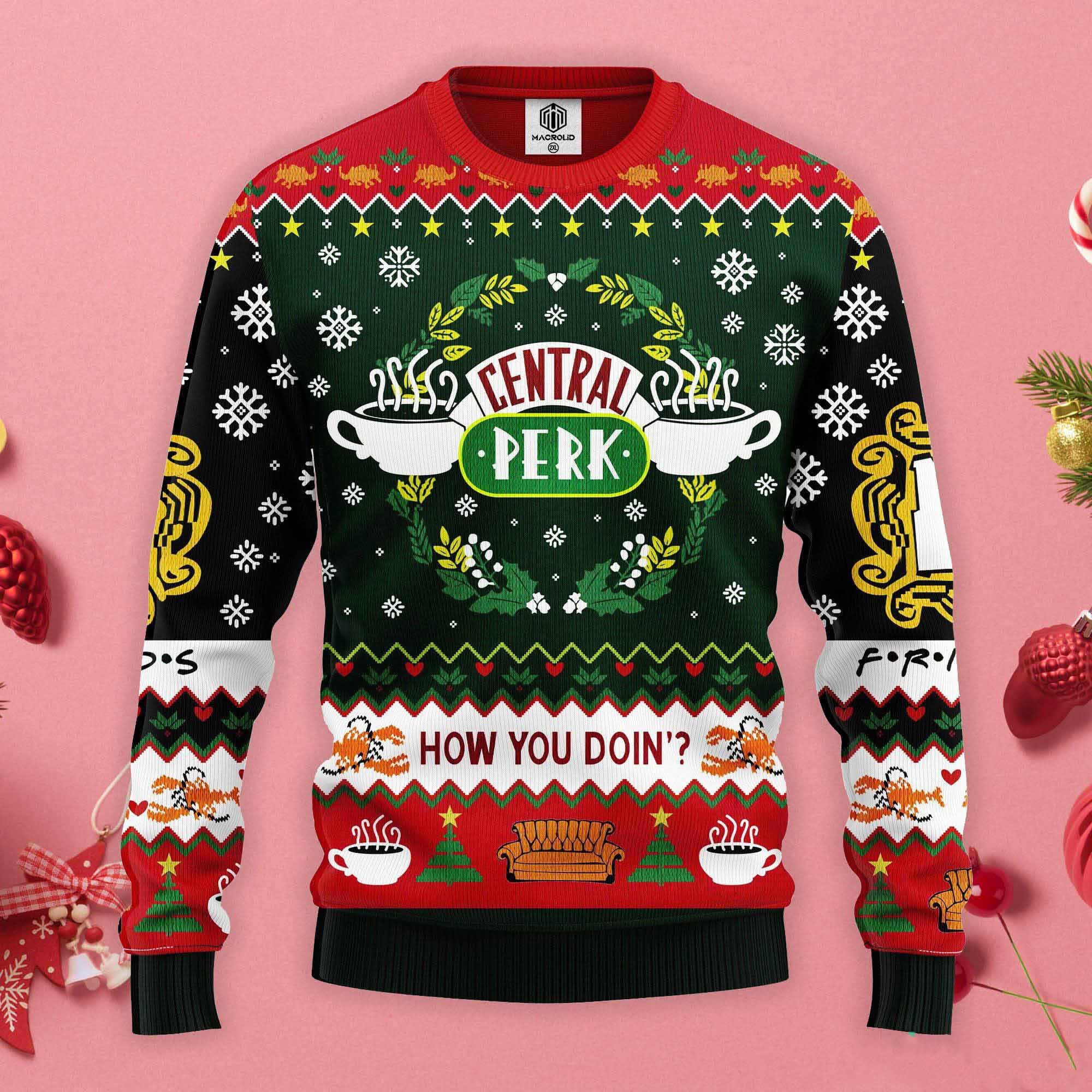 Friends Central Perk How You Doing Ugly Christmas Sweater