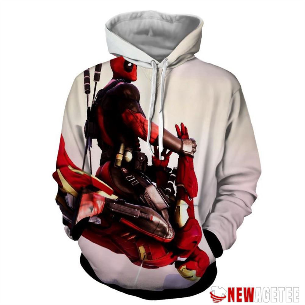 Funny Deadpool Riding Iron Man Meme Unisex Hoodie