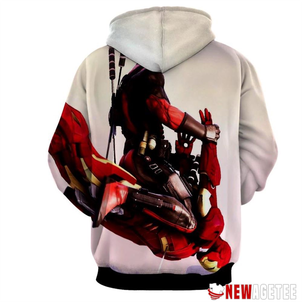 Funny Deadpool Riding Iron Man Meme Unisex Hoodie