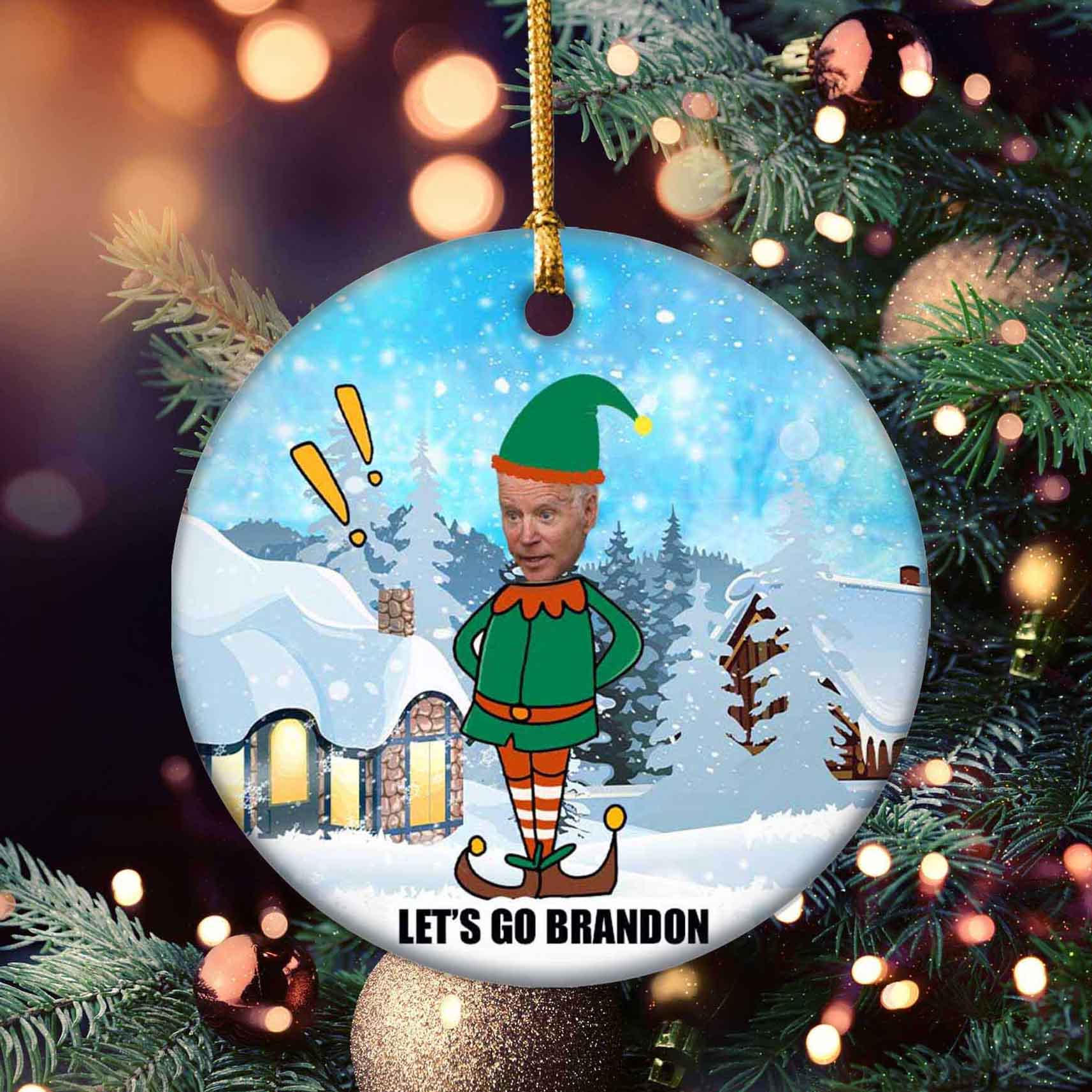 Funny Lets Go Brandon Biden Christmas Ornament Holiday Gift