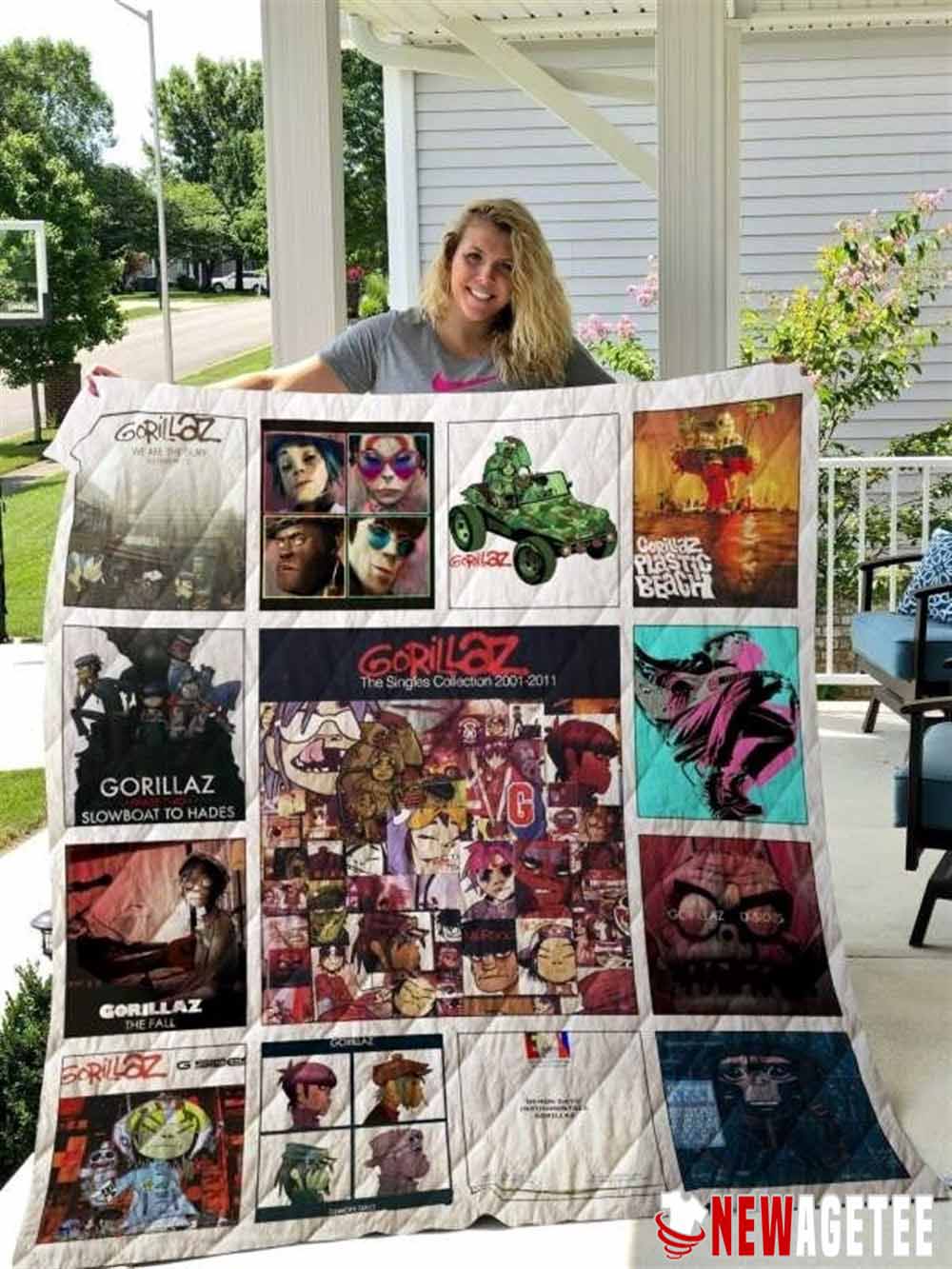 Gorillaz Band Fleece Quilt Blanket Gifts For Rock Fans Gorillaz Band Fleece Quilt Blanket Gifts For Rock Fans