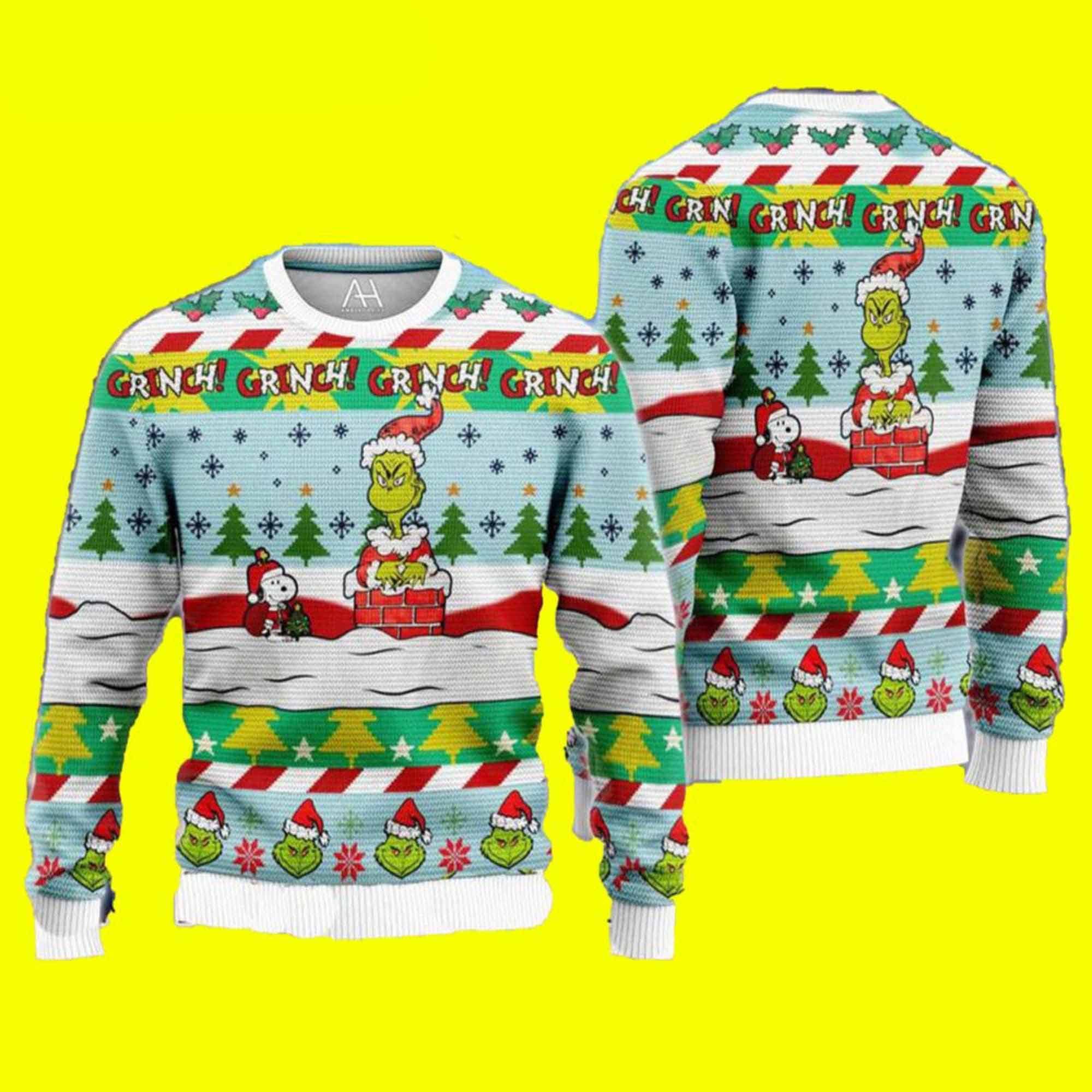 Grinch Grinch Grinch With Snoopy Ugly Christmas Sweater