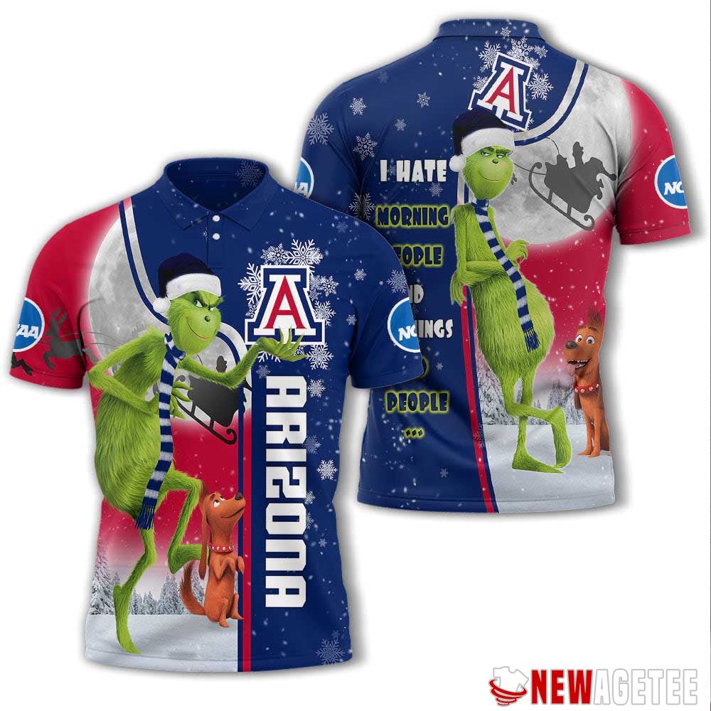 Grinch Stole Christmas Arizona Wildcats Ncaa I Hate Morning People Polo Shirt