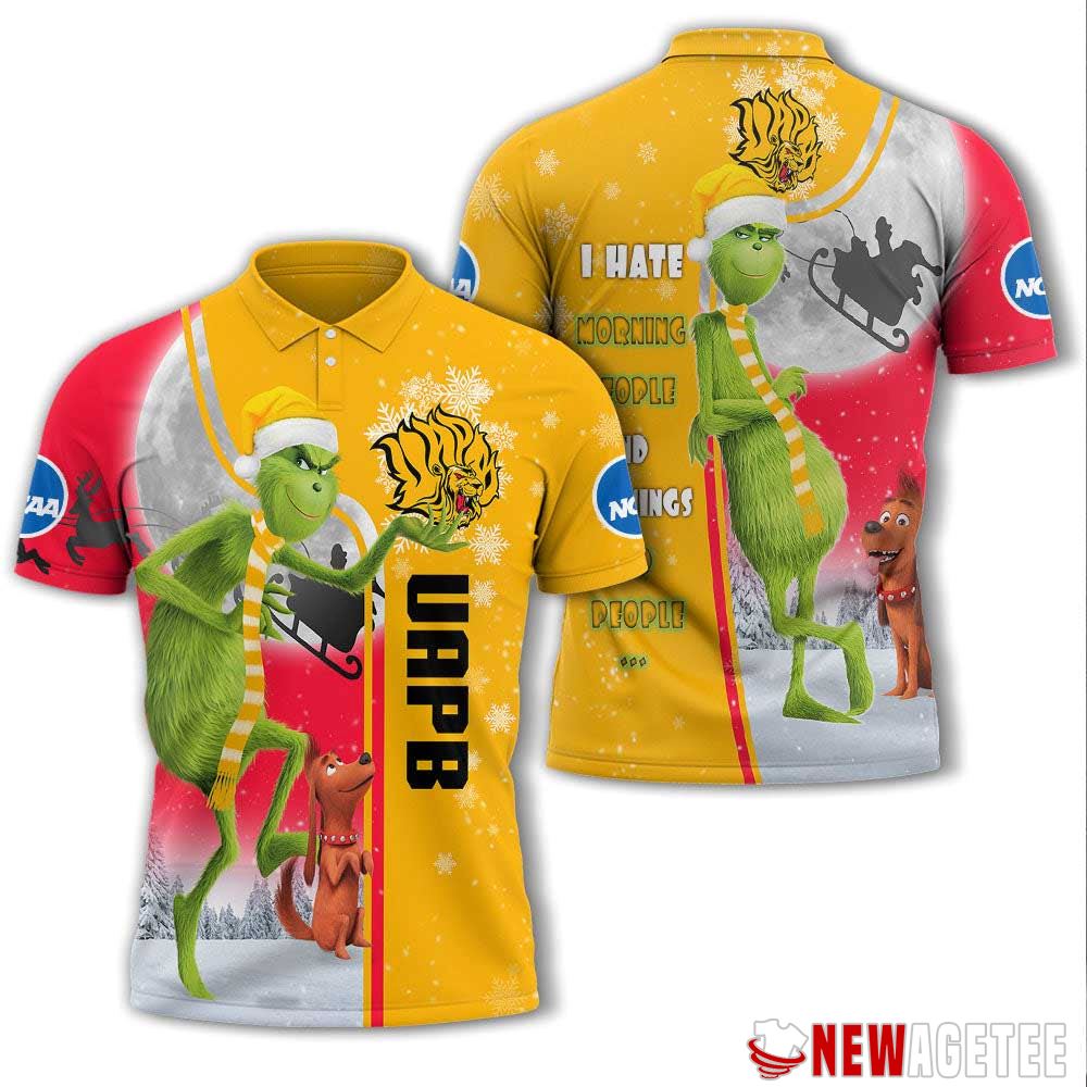Grinch Stole Christmas Arkansas Pb Golden Lions Ncaa I Hate Morning People Polo Shirt