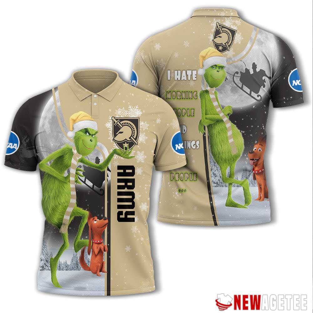 Grinch Stole Christmas Army Black Knights Ncaa I Hate Morning People Polo Shirt