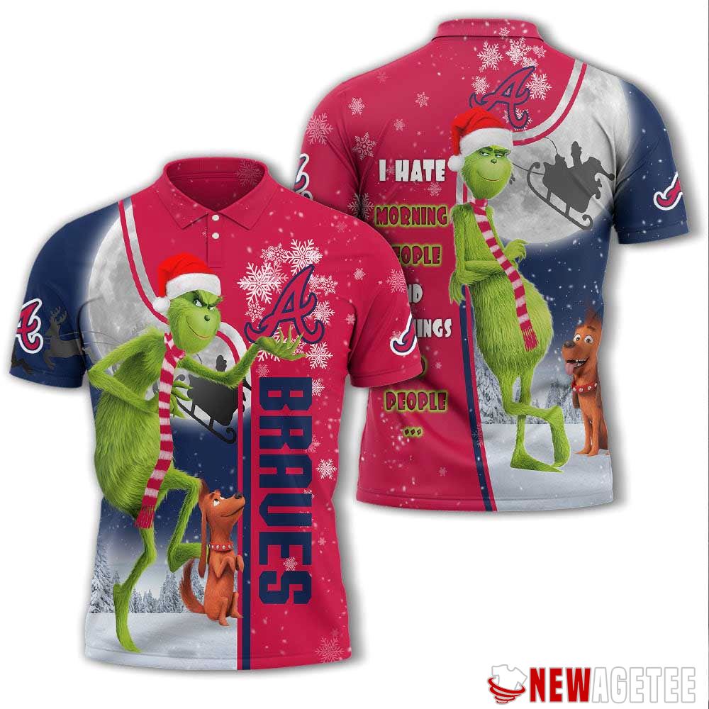 Grinch Stole Christmas Atlanta Braves Mlb I Hate Morning People Polo Shirt