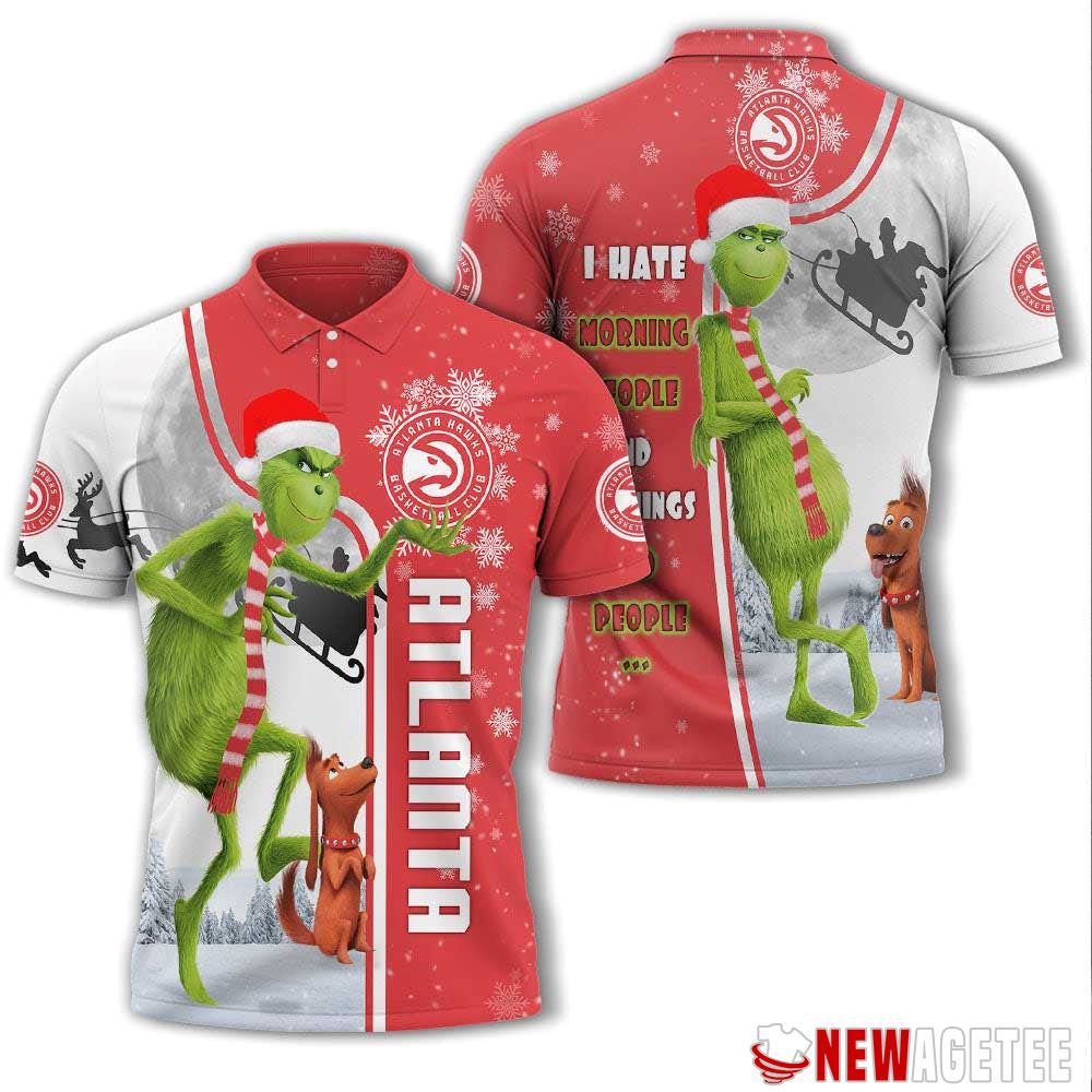 Grinch Stole Christmas Atlanta Hawks Nba I Hate Morning People Polo Shirt