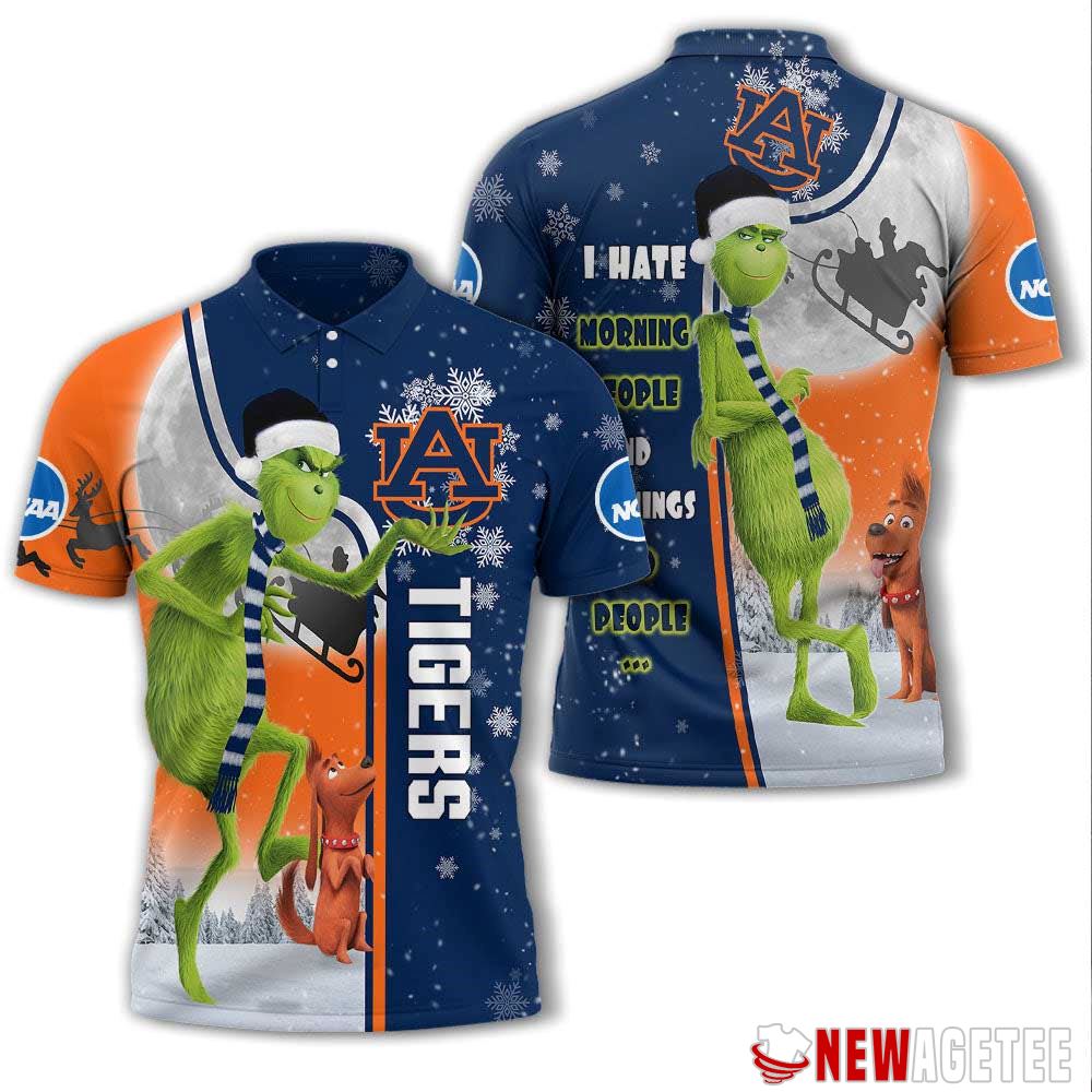 Grinch Stole Christmas Auburn Tigers Ncaa I Hate Morning People Polo Shirt