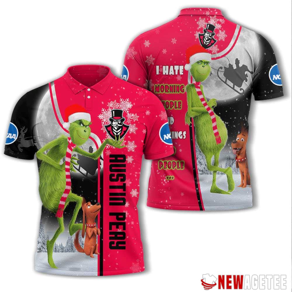Grinch Stole Christmas Austin Peay Governors Ncaa I Hate Morning People Polo Shirt