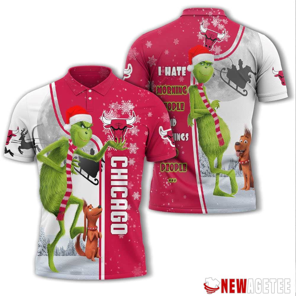 Grinch Stole Christmas Chicago Bulls Nba I Hate Morning People Polo Shirt