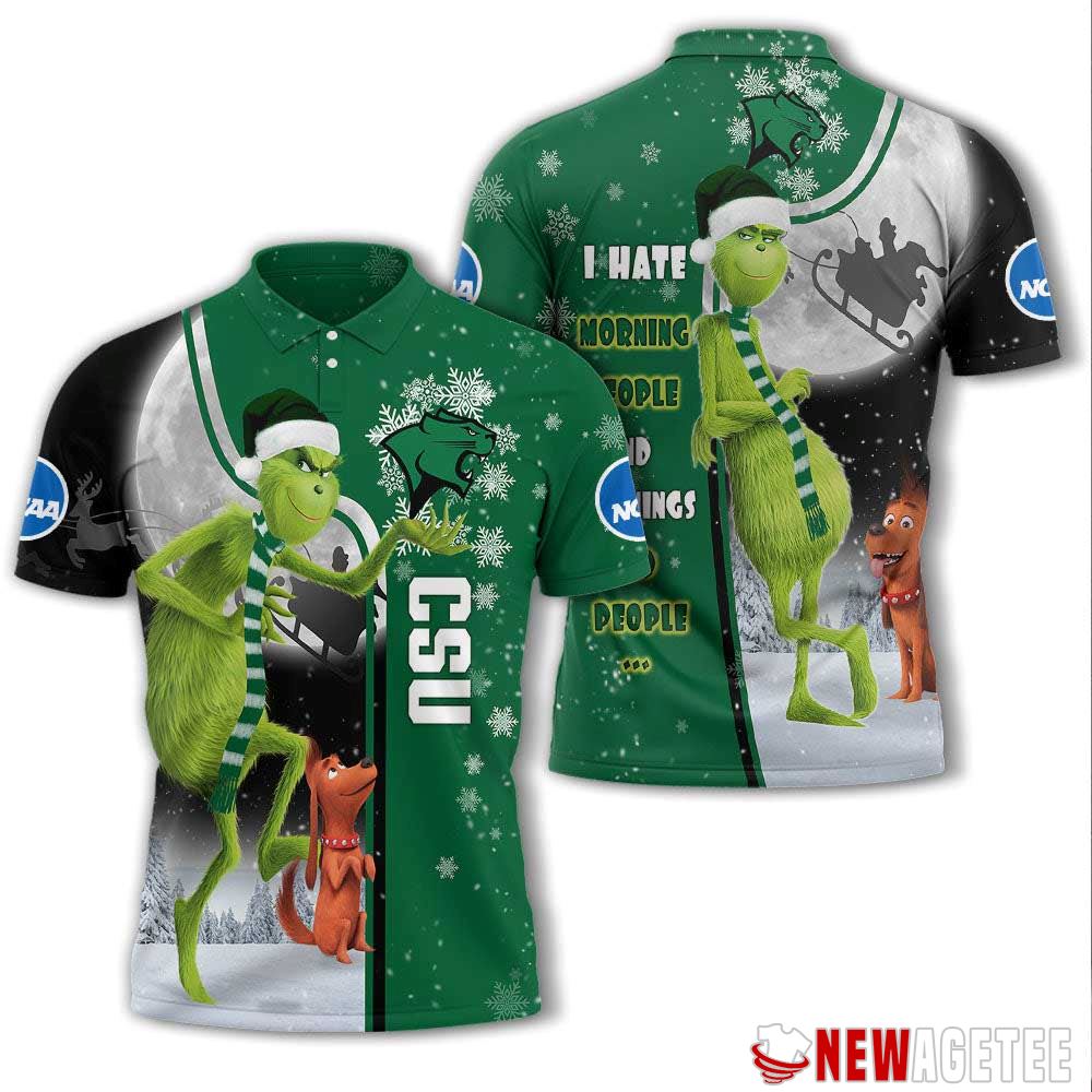 Grinch Stole Christmas Chicago State Cougars Ncaa I Hate Morning People Polo Shirt