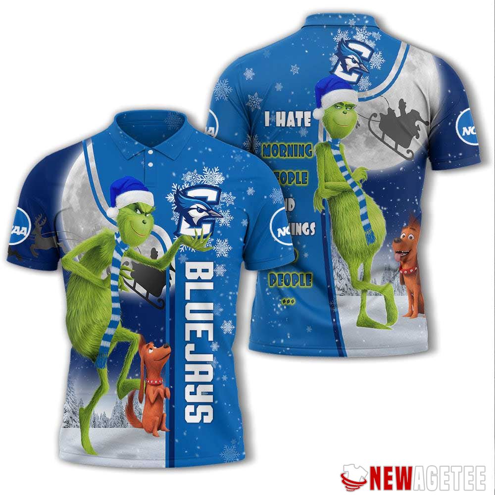 Grinch Stole Christmas Creighton Bluejays Ncaa I Hate Morning People Polo Shirt
