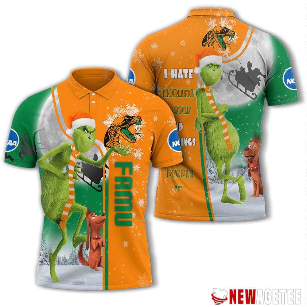 Grinch Stole Christmas Florida Am Rattlers Ncaa I Hate Morning People Polo Shirt