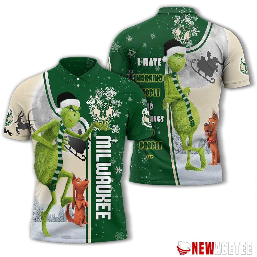 Grinch Stole Christmas Milwaukee Bucks Nba I Hate Morning People Polo Shirt
