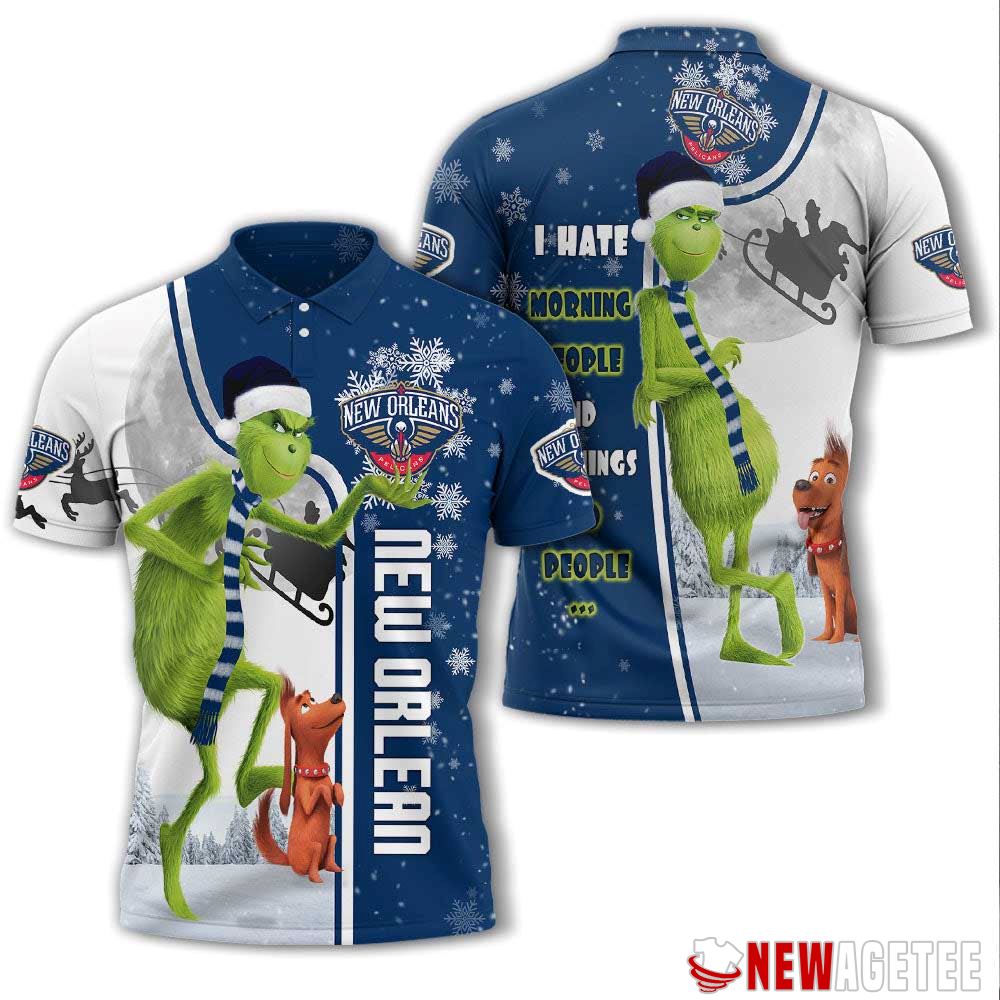 Grinch Stole Christmas New Orlean Pelicans Nba I Hate Morning People Polo Shirt