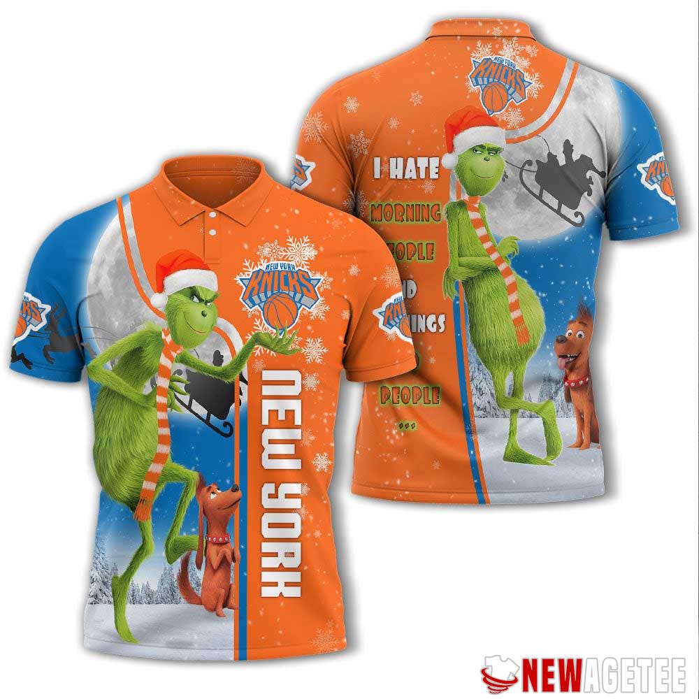 Grinch Stole Christmas New York Knicks Nba I Hate Morning People Polo Shirt