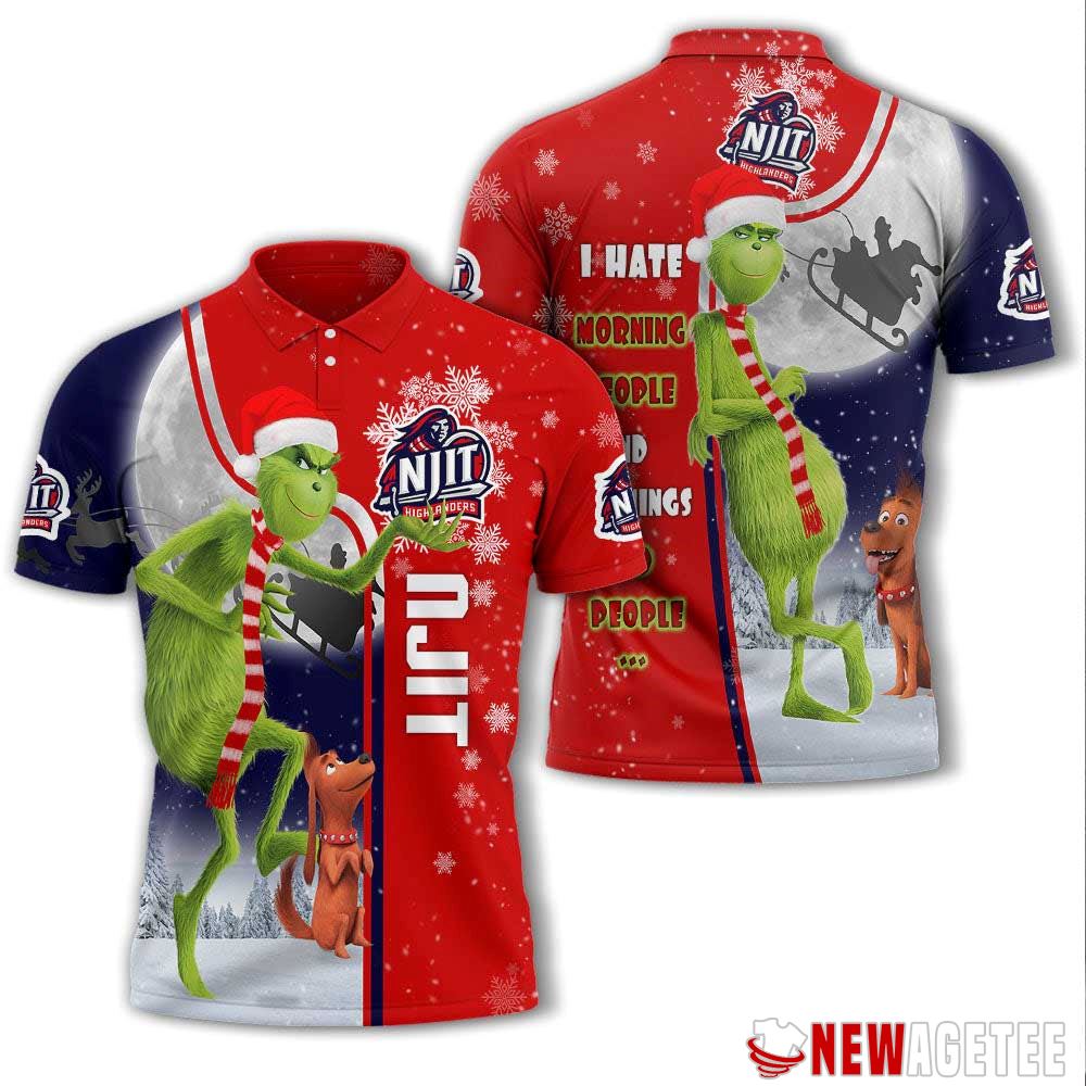 Grinch Stole Christmas Njit Highlanders Ncaa I Hate Morning People Polo Shirt