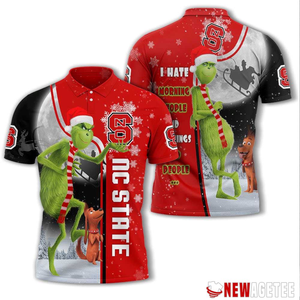 Grinch Stole Christmas North Carolina State Wolfpack Ncaa I Hate Morning People Polo Shirt