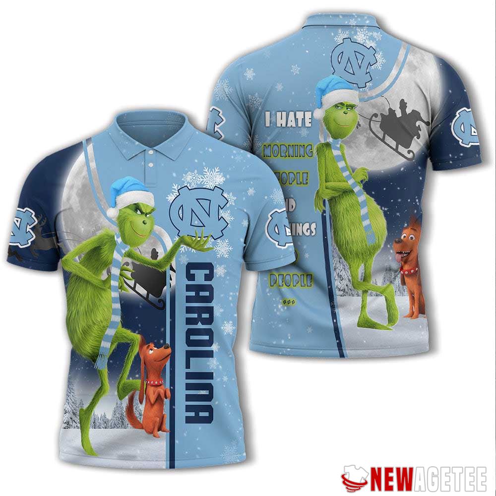Grinch Stole Christmas North Carolina Tar Heels Ncaa I Hate Morning People Polo Shirt
