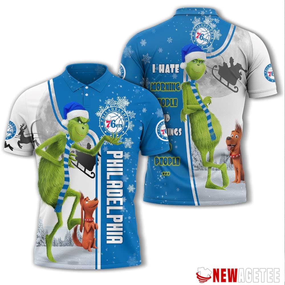 Grinch Stole Christmas Philadelphia 76ers Nba I Hate Morning People Polo Shirt