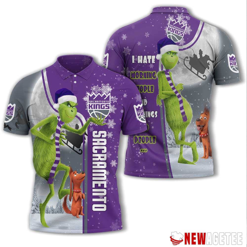 Grinch Stole Christmas Sacramento Kings Nba I Hate Morning People Polo Shirt