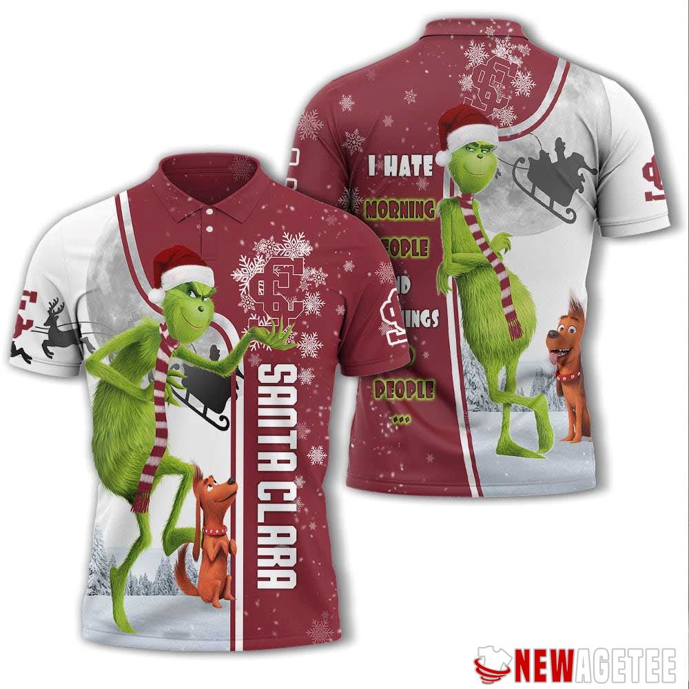 Grinch Stole Christmas Santa Clara Broncos Ncaa I Hate Morning People Polo Shirt