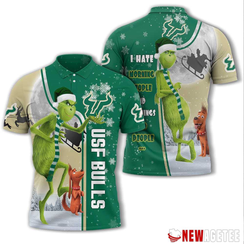 Grinch Stole Christmas South Florida Bulls Ncaa I Hate Morning People Polo Shirt