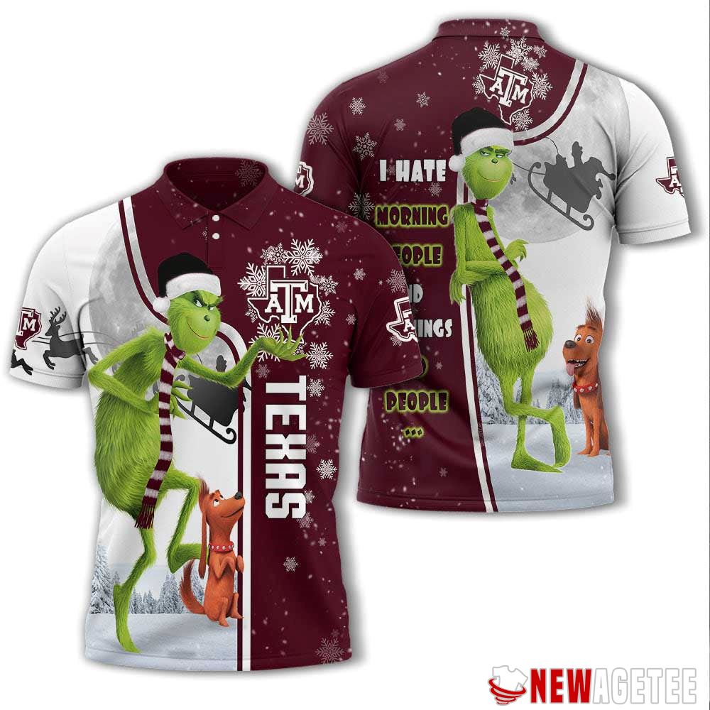 Grinch Stole Christmas Texas Am Aggies Ncaa I Hate Morning People Polo Shirt