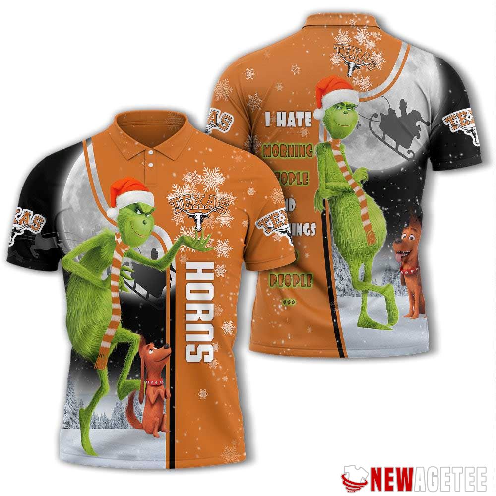 Grinch Stole Christmas Texas Longhorns Ncaa I Hate Morning People Polo Shirt