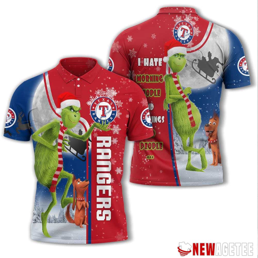Grinch Stole Christmas Texas Rangers Mlb I Hate Morning People Polo Shirt