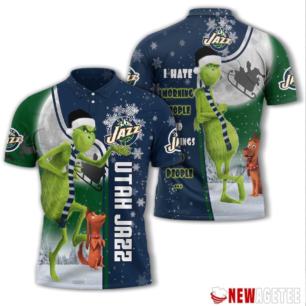 Grinch Stole Christmas Utah Jazz Nba I Hate Morning People Polo Shirt