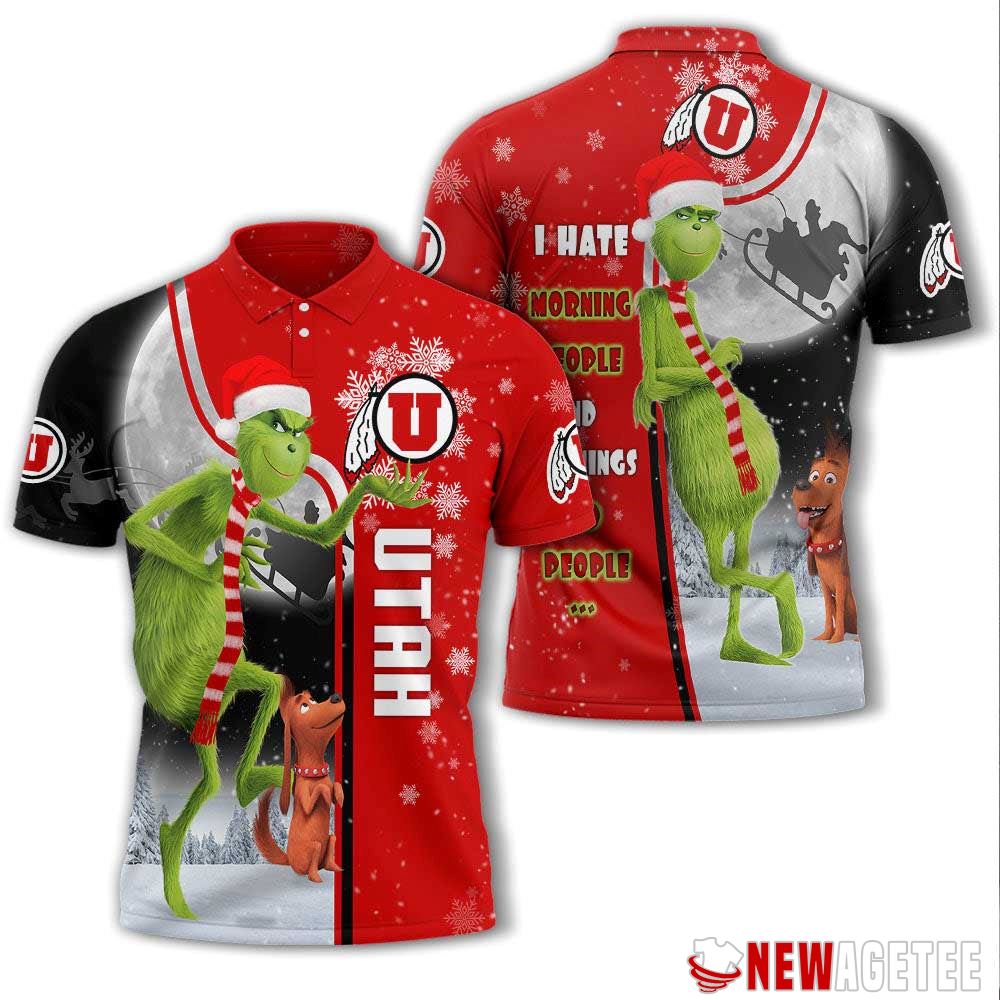 Grinch Stole Christmas Utah Utes Ncaa I Hate Morning People Polo Shirt