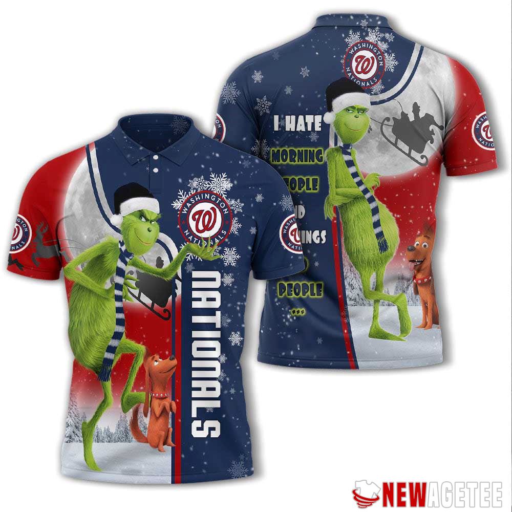 Grinch Stole Christmas Washington Nationals Mlb I Hate Morning People Polo Shirt