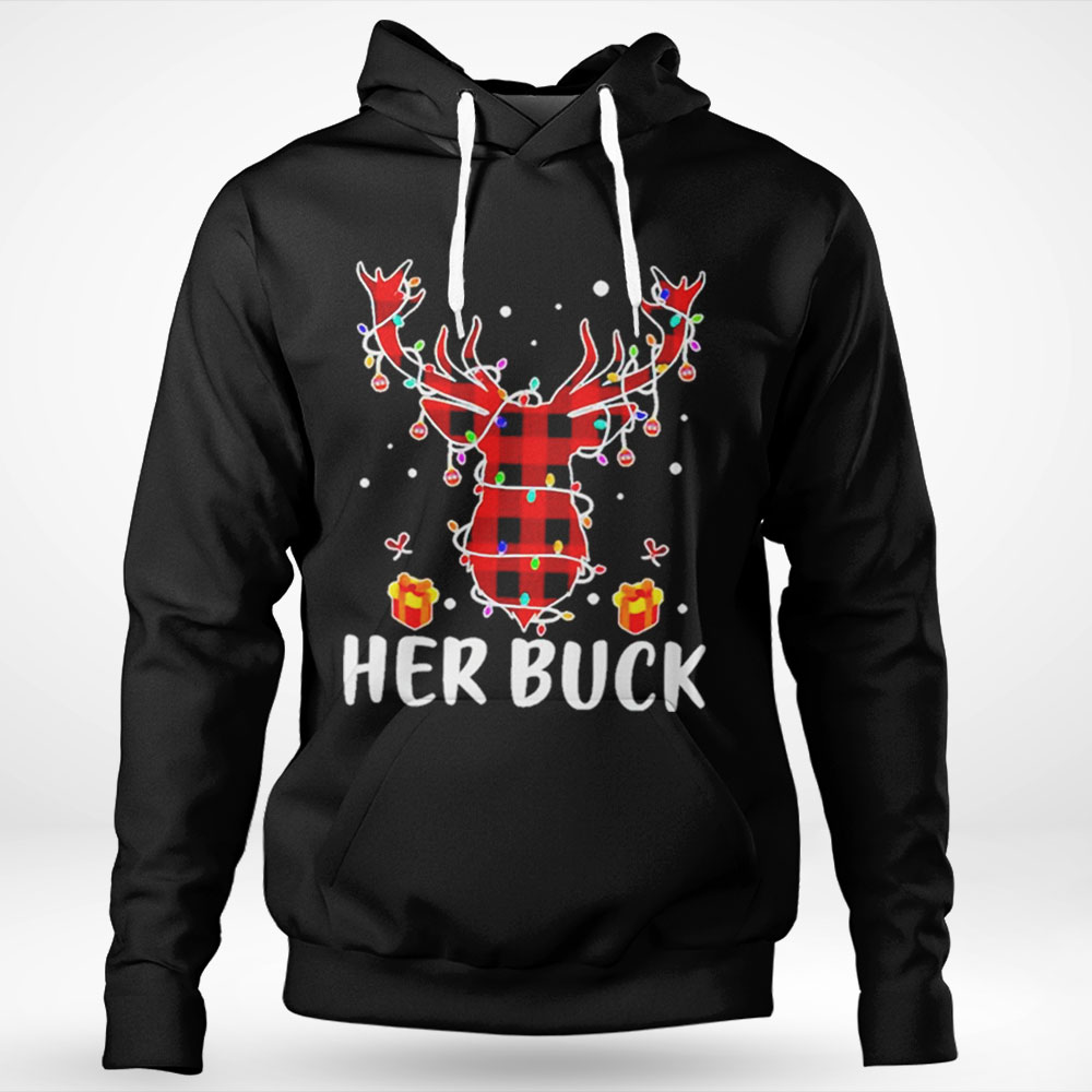 Her Buck His Doe Reindeer Xmas Pajamas Matching Couples Shirt