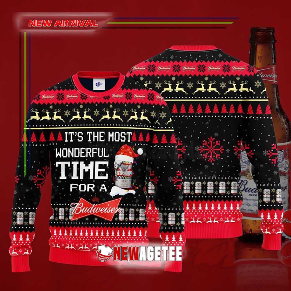 Its The Most Wonderful Time For A Budweiser Beer Ugly Christmas Sweater
